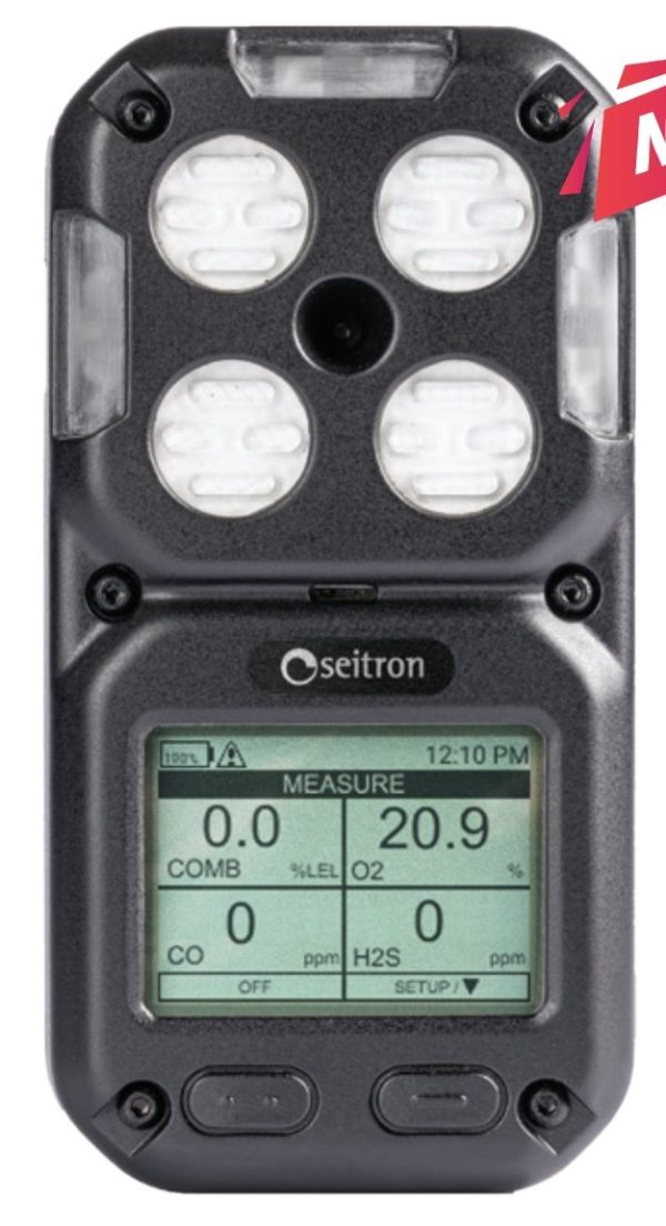 SEITRON Multi-Gas Portable GasDetector, 4 gas sensors: O2 Longlife, CO,H2S, LEL (CH4).